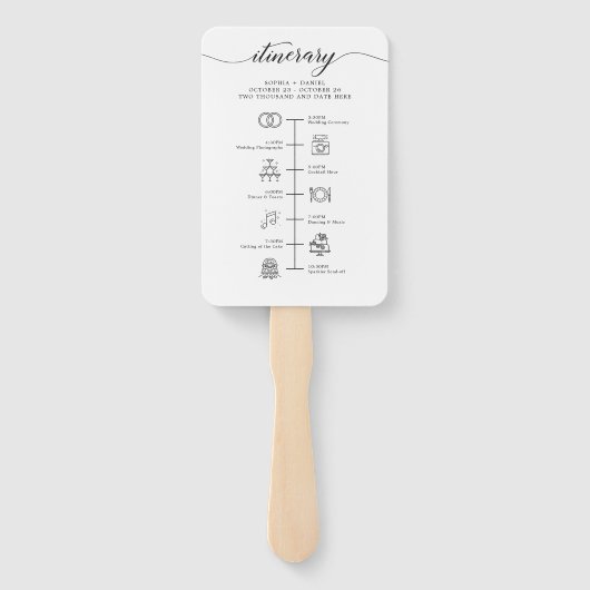 Classic Script Wedding Program en tijdlijn Handwaaier (Achterkant)