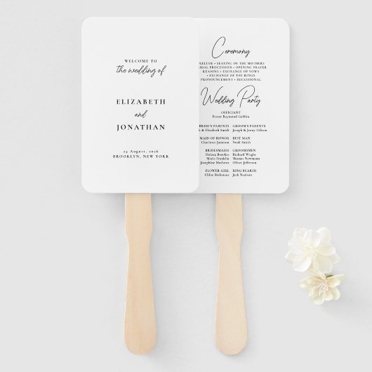 Classic Script Wedding Programma Handwaaier (Voorkant en achterkant)
