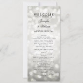 Classic Script Wedding Programma Zilveren Bokeh Li (Voorkant)