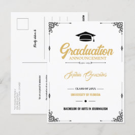 Classic Script White Afstuderen Aankondiging Briefkaart