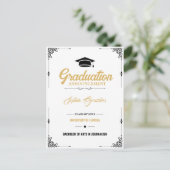Classic Script White Afstuderen Aankondiging Briefkaart (Staand voorkant)