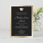 Classic Script Zwart & Goud Foto Afstuderen Kaart (Staand voorkant)