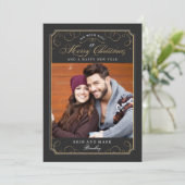 Classic Scroll Carte de Noël / Carte photo de vaca (Debout devant)