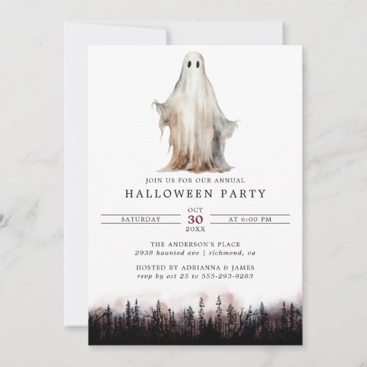 Classic Sheet Ghost | Spooky Bossen Halloween Part Kaart (Voorkant)