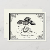 Classic Shells Zwart Cream Bruiloft Briefkaart RSV (Voorkant / Achterkant)