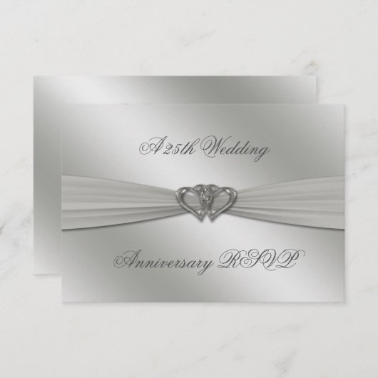 Classic Silver 25e anniversaire Mariage RSVP (Devant / Derrière)