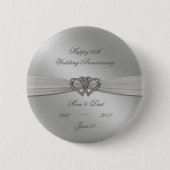Classic Silver 25th Wedding Jubileum Button (Voorkant)