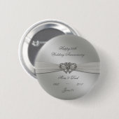 Classic Silver 25th Wedding Jubileum Button (Voorkant /achterkant)