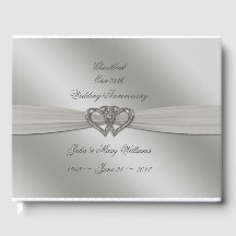 Classic Silver 25th Wedding Jubileum Guestbook