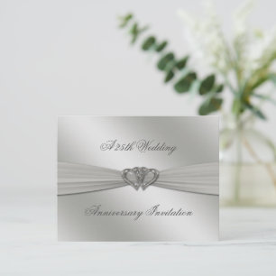 Classic Silver 25th Wedding Jubileum Invite Kaart
