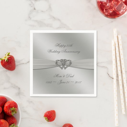 Classic Silver 25th Wedding Jubileum Napkins Servetten (Insitu)