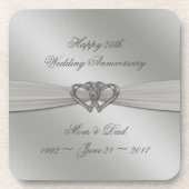 Classic Silver 25th Wedding Jubileum Onderzetters (Voorkant)
