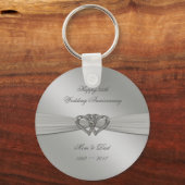 Classic Silver 25th Wedding Jubileum Sleutelhanger (Voorkant)