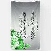 Classic Silver en Green Rozen Bruiloft Welkom Spandoek (Verticaal)