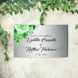 Classic Silver en Green Rozen Bruiloft Welkom Spandoek