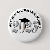 Classic Silver Klasse van 2025 Afstuderen Ronde Button 5,7 Cm (Voorkant)