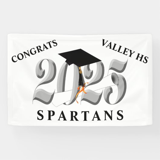 Classic Silver Klasse van 2025 Afstuderen Spandoek (Horizontaal)