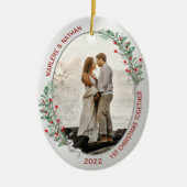 Classic Silver Lijst Foto 1 Kerstmis samen Keramisch Ornament (Voorkant)