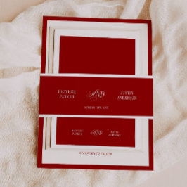 Classic Simple Elegant Red Wedding Uitnodigingen Wikkel