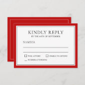 Classic Simple Elegant RSVP avec bordure rouge (Devant / Derrière)