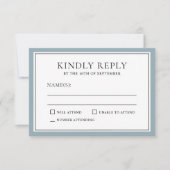 Classic Simple Elegant RSVP avec Dusty Blue Edging (Devant)