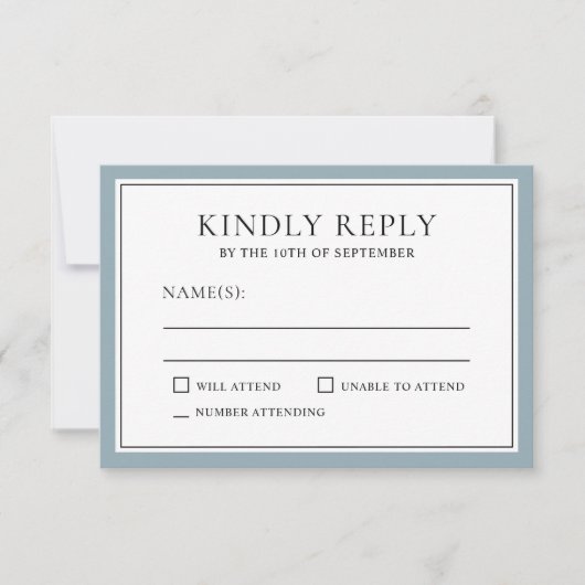 Classic Simple Elegant RSVP avec Dusty Blue Edging (Devant)