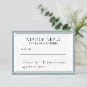 Classic Simple Elegant RSVP avec Dusty Blue Edging (Debout devant)