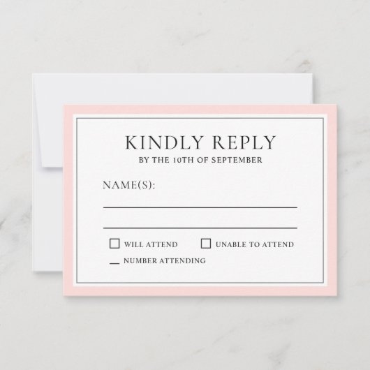 Classic Simple Elegant RSVP Bleu Pink Edging (Devant)