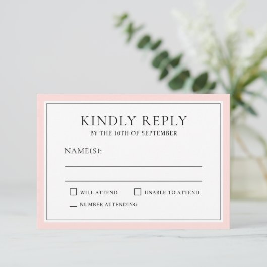 Classic Simple Elegant RSVP Bleu Pink Edging (Debout devant)