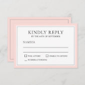 Classic Simple Elegant RSVP Bleu Pink Edging (Devant / Derrière)
