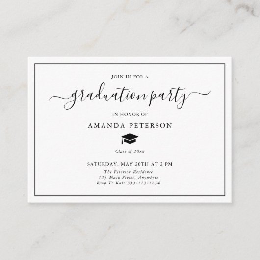 Classic Simple Graduation Party Invitation Insert (Devant)