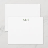 Classic Simple Green Two Monogram Note Kaart Notitiekaartje (Voorkant / Achterkant)