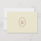 Classic Simple Script Ivory Cream Wedding Monogram RSVP Kaartje (Achterkant)