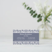 Classic Slate Grey Floral Damask Visitekaartjes (Staand voorkant)
