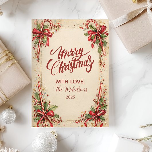 Classic Snoep gestreepte vakantie Feestdagenkaart