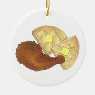Classic Soul Food Fried Chicken and Waffles Diner Keramisch Ornament