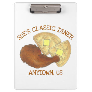 Classic Soul Food Fried Chicken and Waffles Diner Klembord