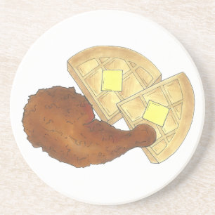 Classic Soul Food Fried Chicken and Waffles Diner Zandsteen Onderzetter