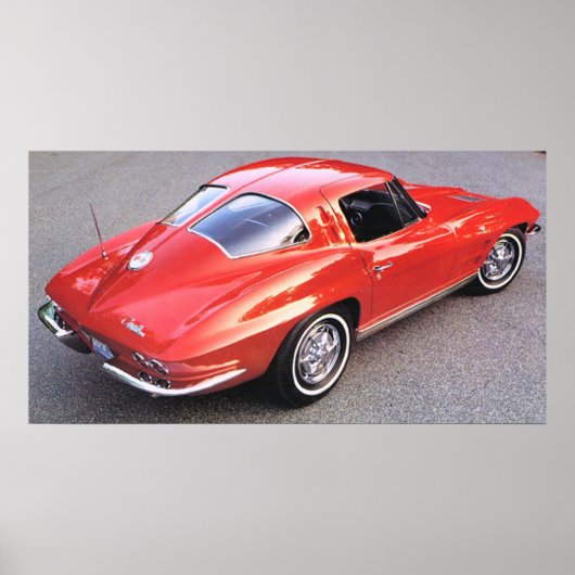 Classic Split Window Red Corvette Poster (Voorkant)