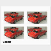 Classic Split Window Red Corvette Rechthoekige Sticker (Vel)