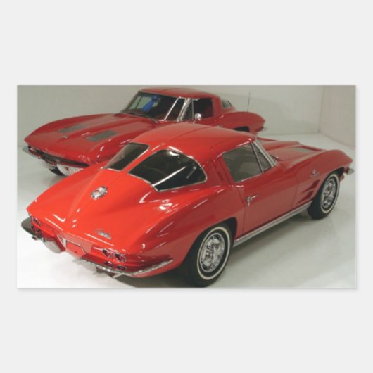 Classic Split Window Red Corvette Rechthoekige Sticker (Voorkant)