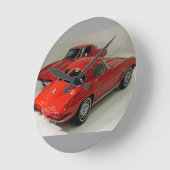 Classic Split Window Red Corvette Ronde Klok (Hoek)