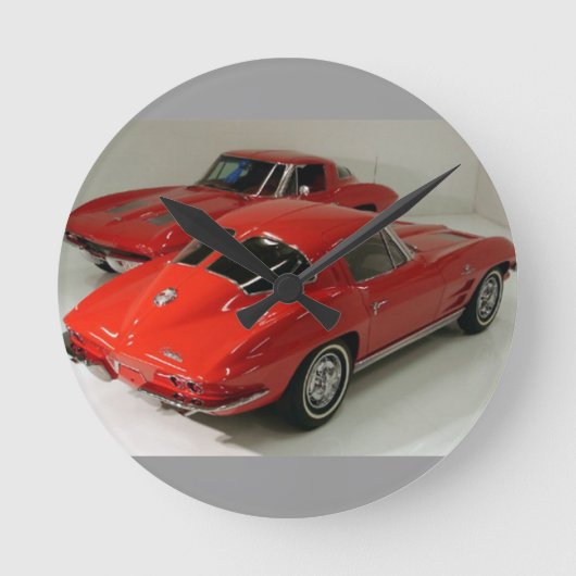 Classic Split Window Red Corvette Ronde Klok (Voorkant)