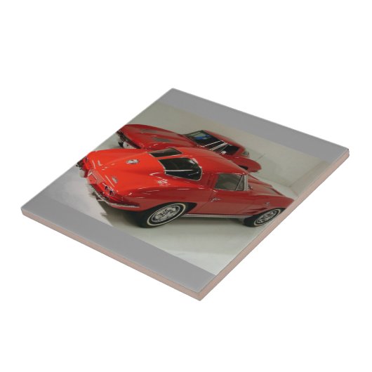 Classic Split Window Red Corvette Tegeltje (Zijkant)