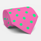 Classic Spring Green Polka Dots Pattern Hot Pink Stropdas (Opgerold)