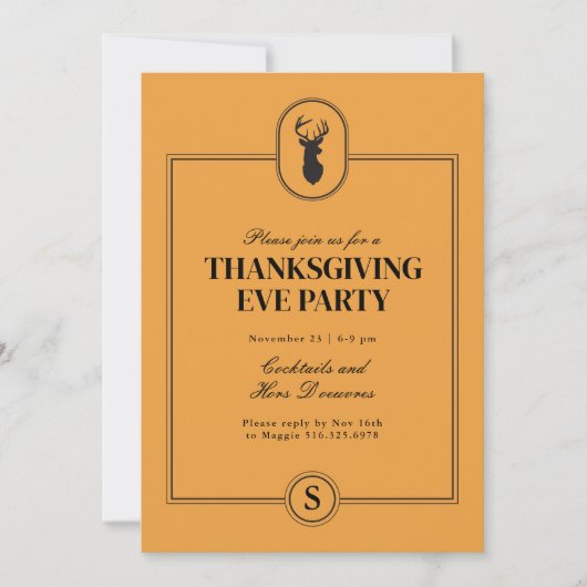 Classic Stag Thanksgiving Eve Party Invitation (Devant)