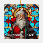 Classic Stained Glass Santa Keramisch Ornament (Voorkant)