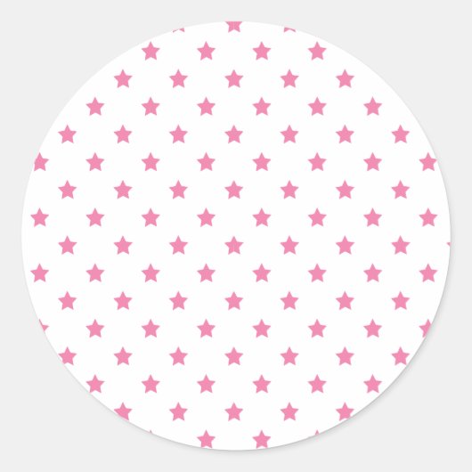 Classic Stars Fuchsia Pink - White Ronde Sticker (Voorkant)