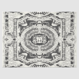 Classic Stijlvol Elegant Zwart Barok Ornament Tissuepapier