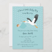 Classic Stork Baby boy Shower Invitation (Devant)